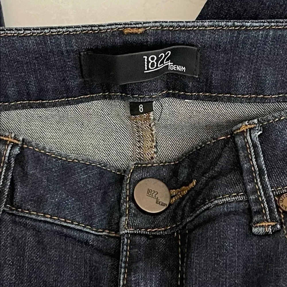 𝅺1822 Denim Stitch Fix Jeans Distressed Skinny Stretch Dark Wash 27 Inch Inseam - Picture 7 of 10